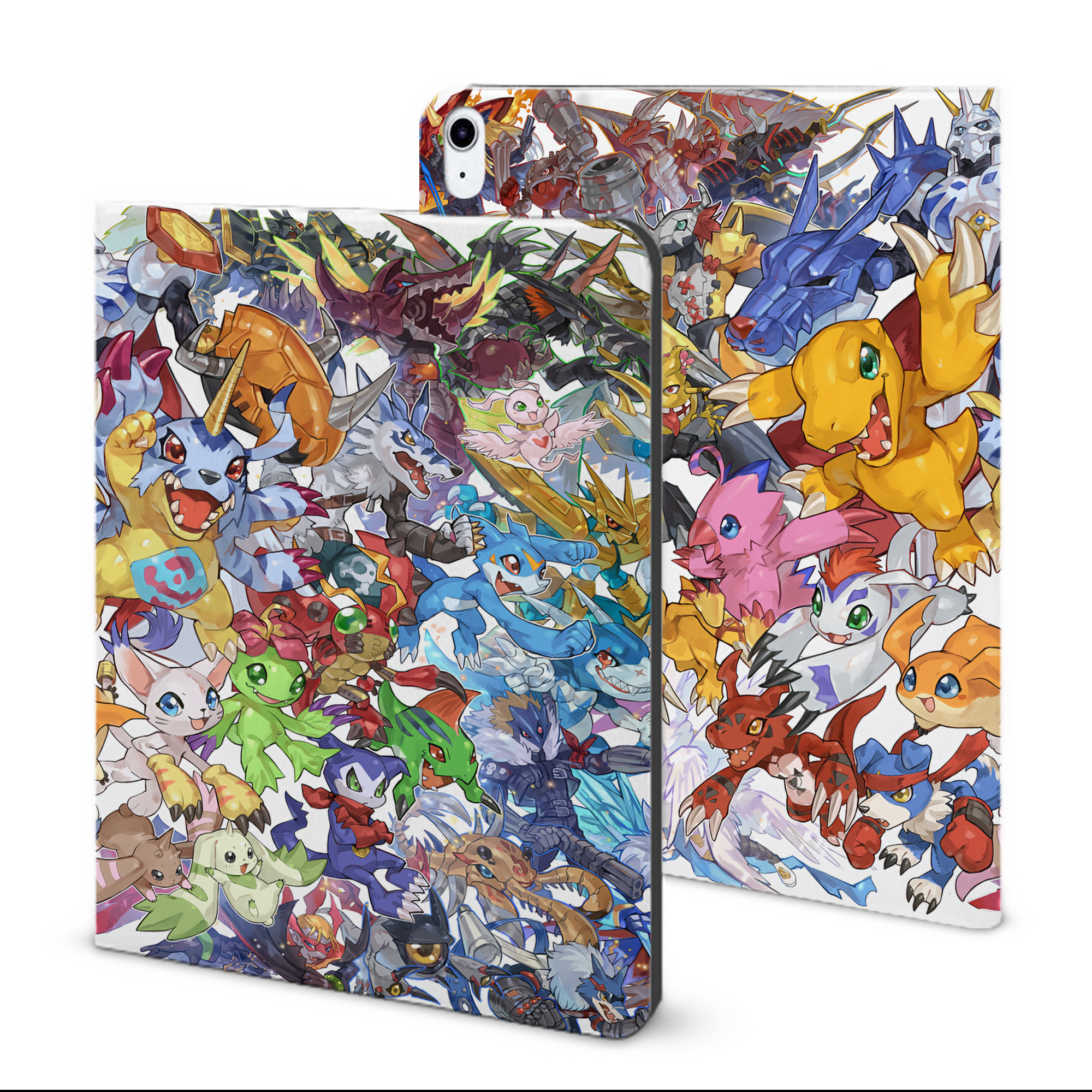 （画像用） Digimon デジタルモンスター/デジモン IPad ケース ブック型 PUレザー TPU 耐衝撃 軽量 薄型 ペン収納なし 全面保護 IPad 各モデル対応